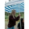 Folding Picnic Table with Umbrella, Aluminum Frame, Multiple Colors